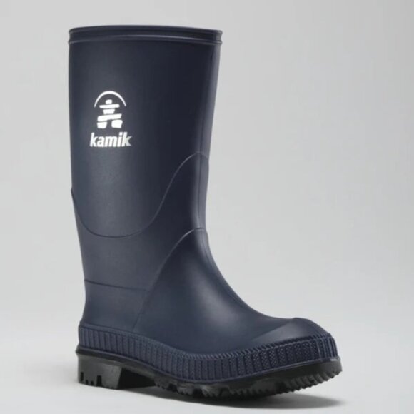 Kamik Other - Kamik Boys Size 4 Navy Black Waterproof Rubber Knee High Outdoor Rain Boots